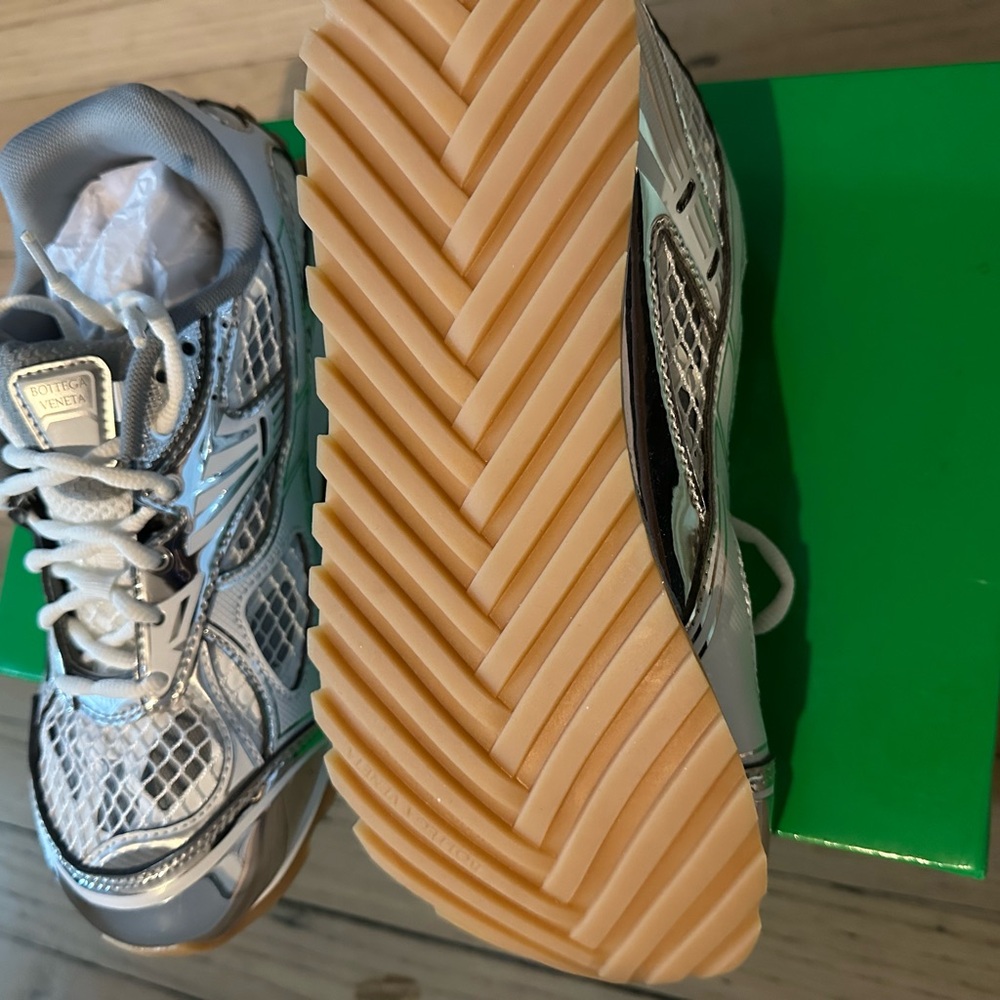 Bottega Veneta Silver and White Chunky Sneakers
